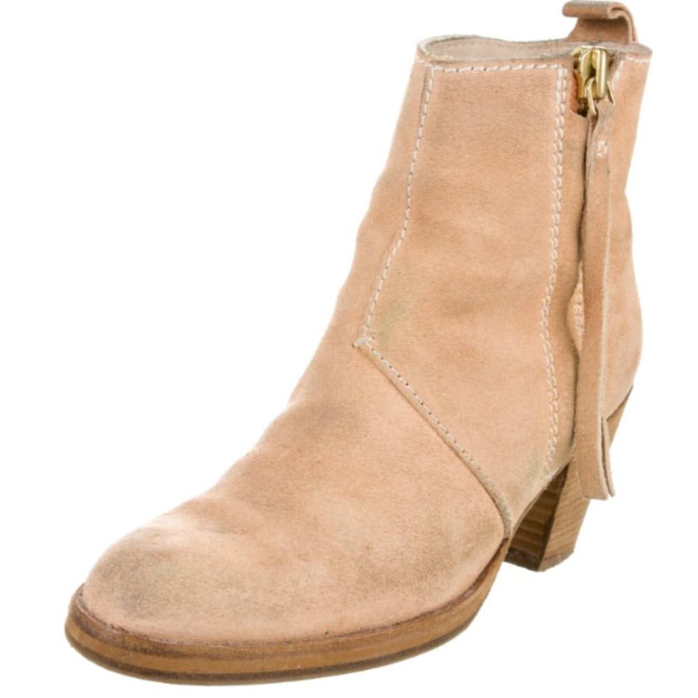 ACNE TAN SUEDE PISTOL ANKLE BOOTS 6 36